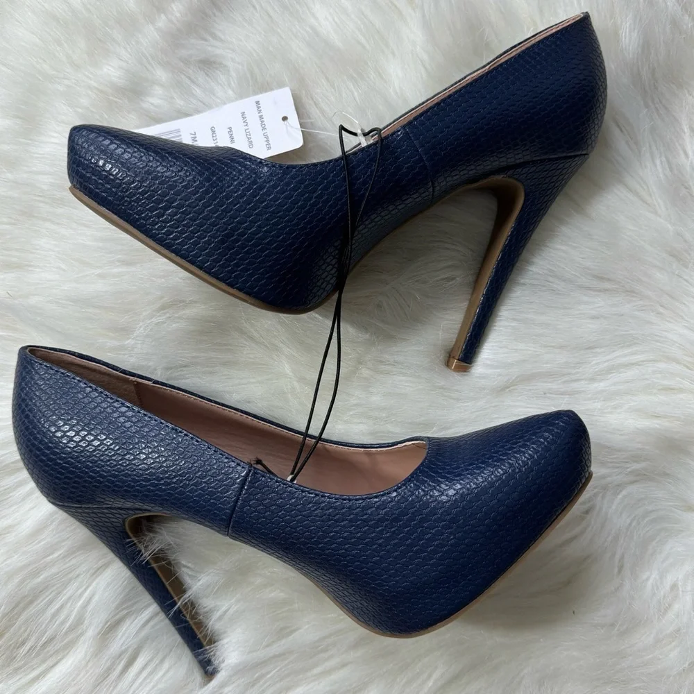 Classic Navy High Heel Pumps - Women's Dress Shoes